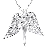 Guardian Angel Urn Necklace for Ashes - Stainless Steel Cremation Jewelry for Human Ashes, Hypoallergenic Memorial Keepsake Pendant with Adjustable Chain for Women & Men