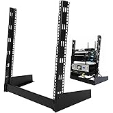 Moxweyeni 12u Open Frame Server Rack 19" 2 Post Network Rack for Audio Video Device Free Standing Desktop or Floor Lightweight Hinged Design, Compatible with Eia-310 Compliant, 140 Lbs Load Capacity