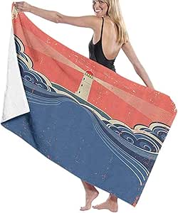 Black-Sky Toalla de baño para niños pequeños, Estilo Sucio Faro Light