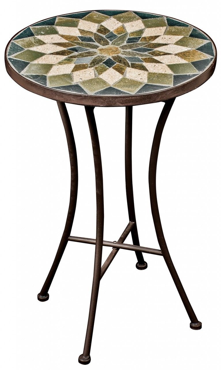 mosaic tile patio table on Small Outdoor Mosaic Table Vintage Style Green Tiles Iron Legs Patio Garden