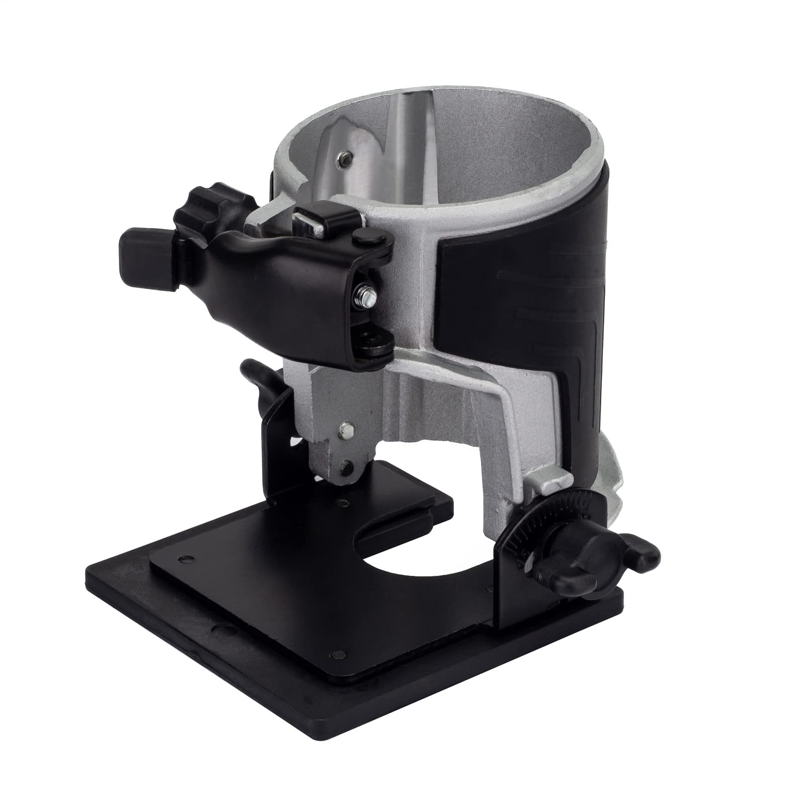 JCB Inclined Router Base for Use with 18v Router, Aluminium Base, Non-Slip Body Grip, Adjustable Tilt Range -30 to 45 Degree, 8mm Socket Wrench, 3 Year Warranty