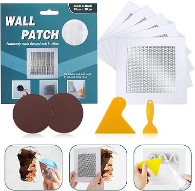 Tahikem 4x4 Inch Wall Repair Patch 5Pcs Self Adhesive Aluminum Mesh Kit