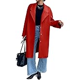 Cicy Bell Womens Long Fall Pea Coat Casual Slim Fit Notched Collar Trench Coats Single Breasted Jacket