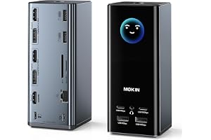 USB C 扩展坞 3 显示器,MOKiN 三重显示扩展坞,带 3 个 HDMI 和 2 DP,10G USB A/C,千兆以太网,100W PD,音频,智能显示屏,SD/TF,笔记本电脑底座适用于 Mac/Dell/Hp 等