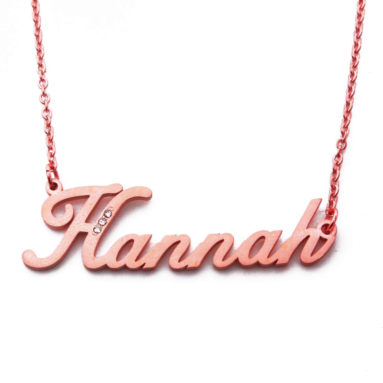 Kigu Hannah Personalised Milan Name Necklace - 18ct Rose Gold Plated - Incl Gift Packaging
