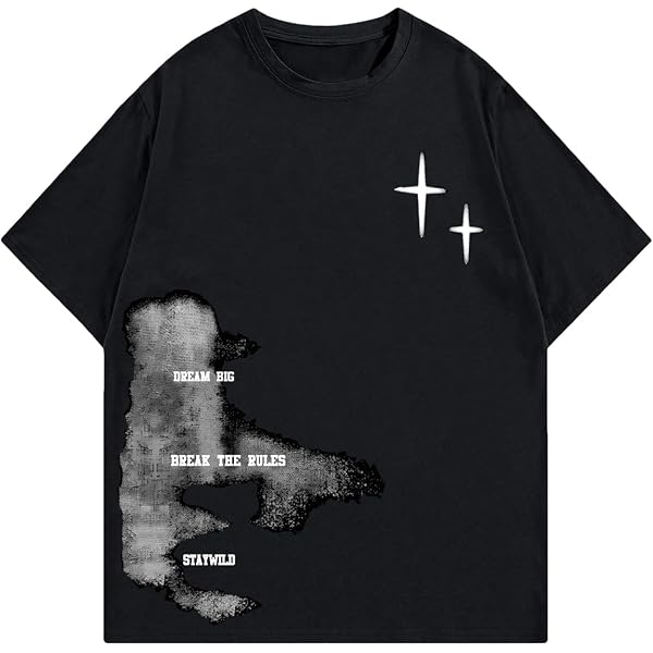 Verdusa Men's Y2k Graphic Tees Short Sleeve Crew Neck Grunge