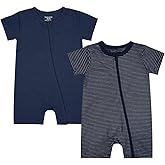 Teach Leanbh Baby Boys or Girls 2 Pack Pajamas Cotton Short Sleeve Zipper Romper Jumpsuits Sleep and Play 3-24 Months …