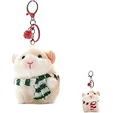 Eagyrosi Plush Guinea Pig with Scarf Keychain - Winter Themed Bag Charms, Soft Furry Keyring for Women, Christmas Gift