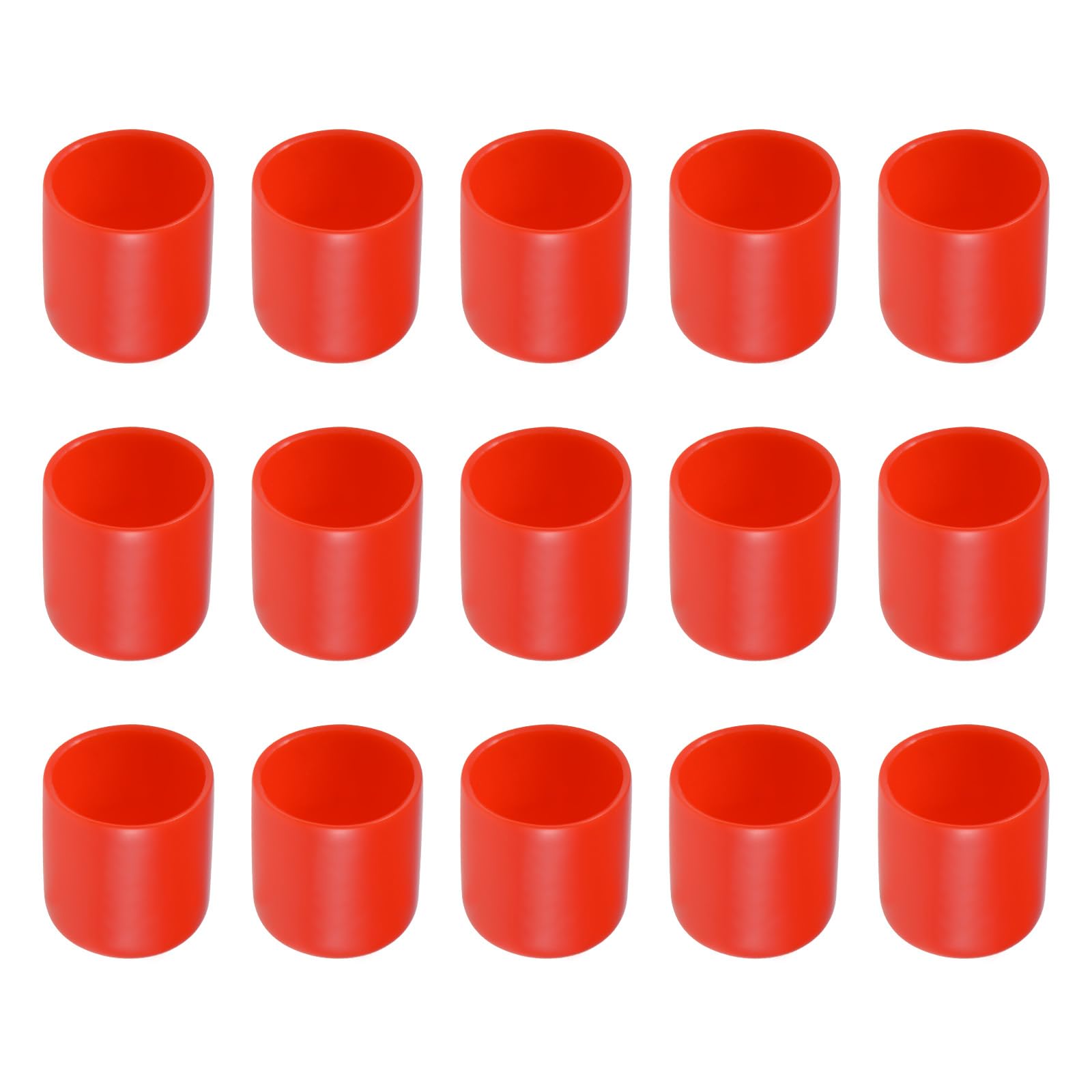 Rebower Screw Thread Protector Cover Rubber End Caps, [for Screw, Bolt] - 28mm ID/Red/15 Pcs