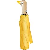 LEAGERA Duck Handle Umbrella Automatic - Collapsible Portable Compact Umbrella Travel Size Wooden Cute Duckhead Umbrellas Duck Gifts for Girls Women
