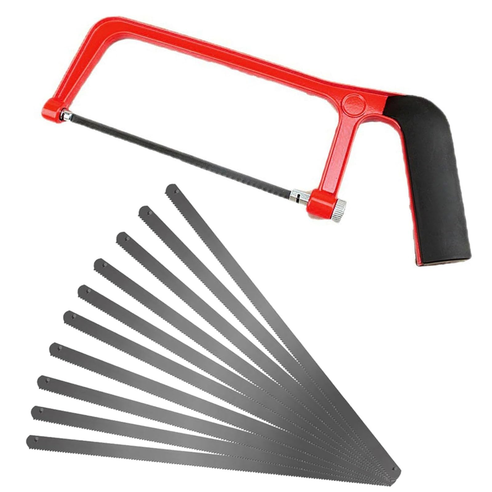 Junior Hacksaw Blades, Professional Hack Saw Adjustable Angle Junior Hacksaw Multifunctional Small Metal Cutting Saw,Heavy Duty Mini Hacksaw with 10 Exchangeable Blades for PVC Pipe Wood,Plastic