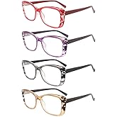 IVNUOYI 4 Pack Reading Glasses Blue Light Blocking Readers for Women,Fashion Pattern Print Eyeglasses with Spring Hinge