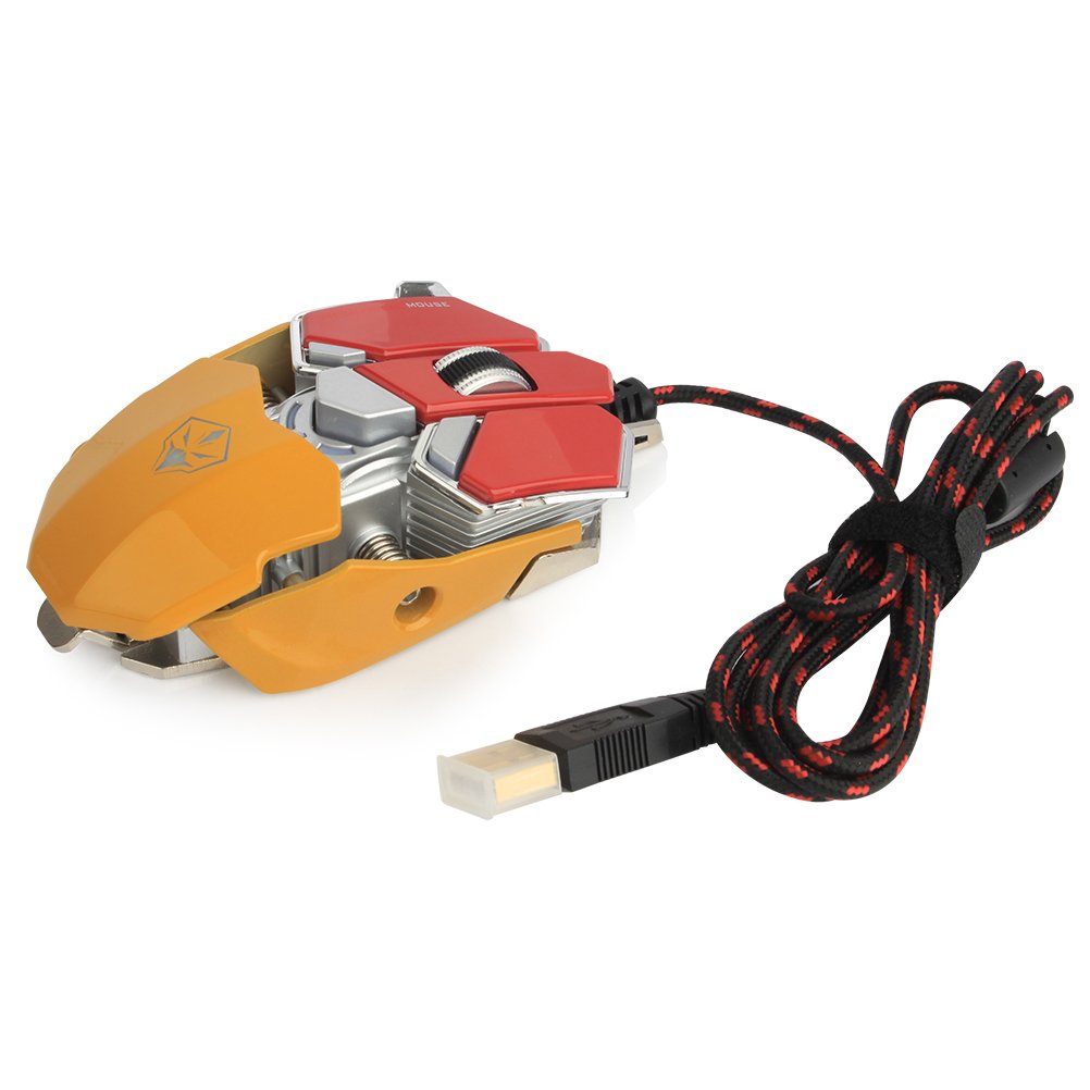 YCCTEAM Gaming Mouse with 4,000 DPI, Programmable 9 Buttons, USB Wired Gaming Mice for Pro Gamer (Red&Yellow)