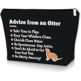 Sazuwu Otter Gifts for Otter Lovers Black Makeup Bag Sea Otter Gifts for Girls Animal Lover Birthday Gifts for Women Cosmetic Bag Cute Otter Gifts for Mom Aunt Sister Christmas Gifts Travel Pouch