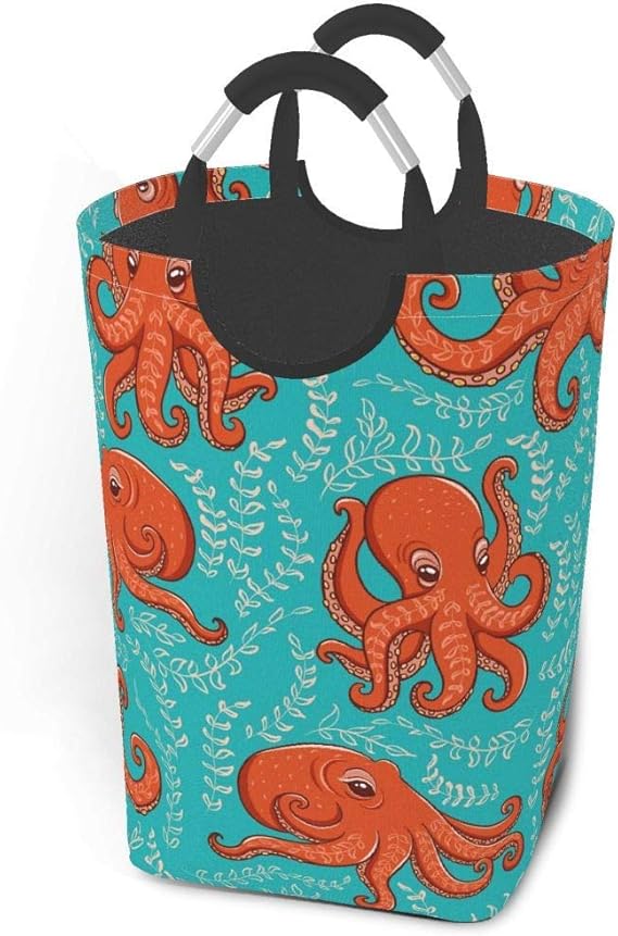 Liumt Divertido Pulpo Naranja sobre Animales Turquesa, Canasta de