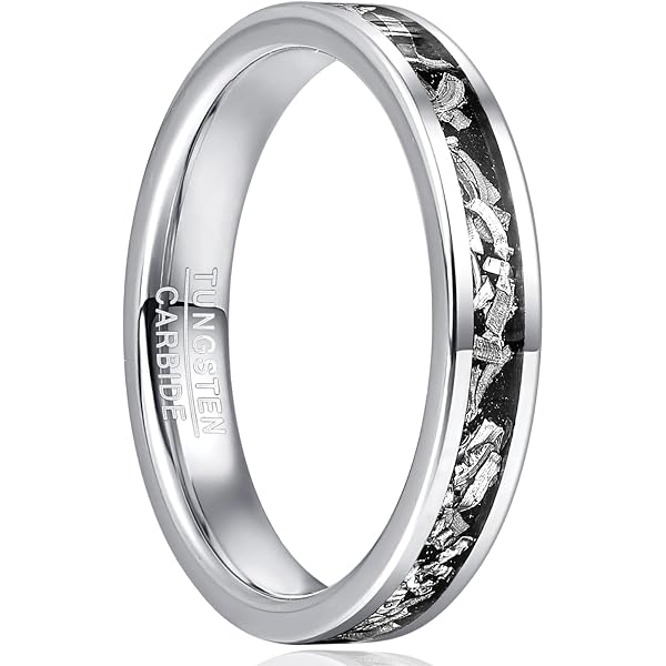 Anillo Para Hombre HIJONES De Tungsteno Con Incrustación De Fibra De Carbono, 8 Mm De Ancho, Multicolor, Incluye Bolsa De Terciopelo