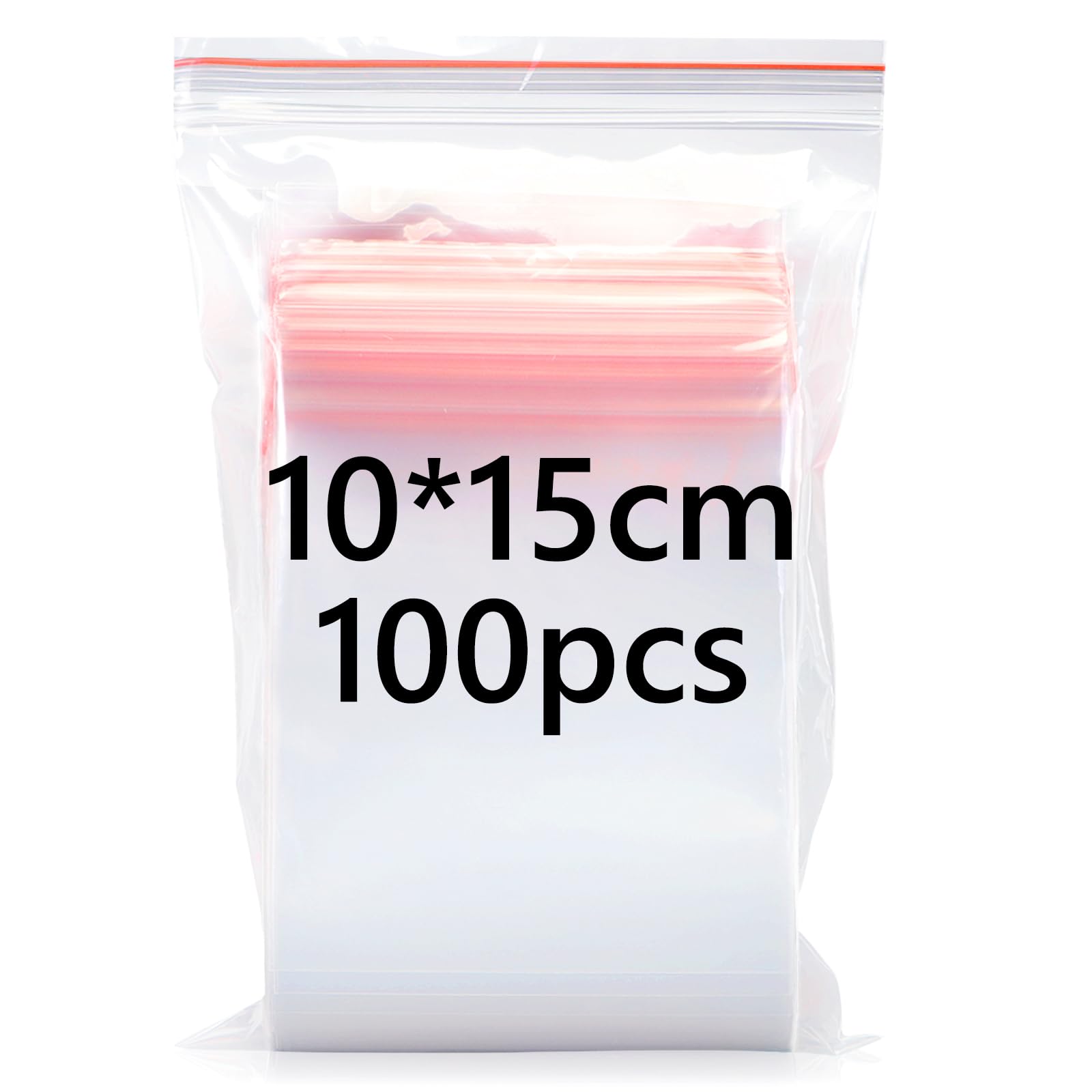 10x15cm Resealable Clear Plastic Bags, 100Pcs Small Grip Seal Bags, Thickening and Durable, Sealable for Kitchen Storage, Office Supplies, Stationery Storage ect.