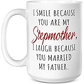 Fatbaby Funny Stepmother Coffee Mug, Valentine's Day Mother's Day Birthday Christmas Gifts for Stepmom from Stepdaughter Stepson 15OZ Bonus Mom Tea Cup