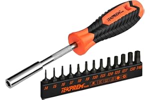 Torx Bit Set with 1/4 inch Magnetic Bit Driver,TEKPREM 12-Piece Security Torx Screwdriver Bit Set with 1 inch T5 T6 T7 T8 T9 T10 T15 T20 T25 T27 T30 T40 Tamper Resistant