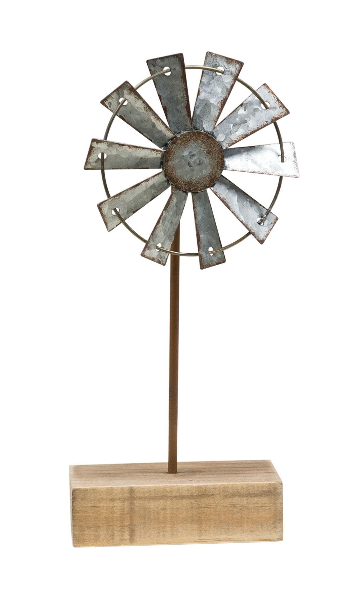 Photo 1 of CWI Gifts Simple Windmill Table Sitter - 9 inch Galvanized Metal Windmill - Farmhouse Tabletop Decor