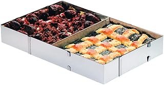 Westmark Kuchen-/Pizzarahmen, Backrahmen mit Teiler, Länge und Breite verstellbar, Rostfreier Edelstahl, Silber, 31322260