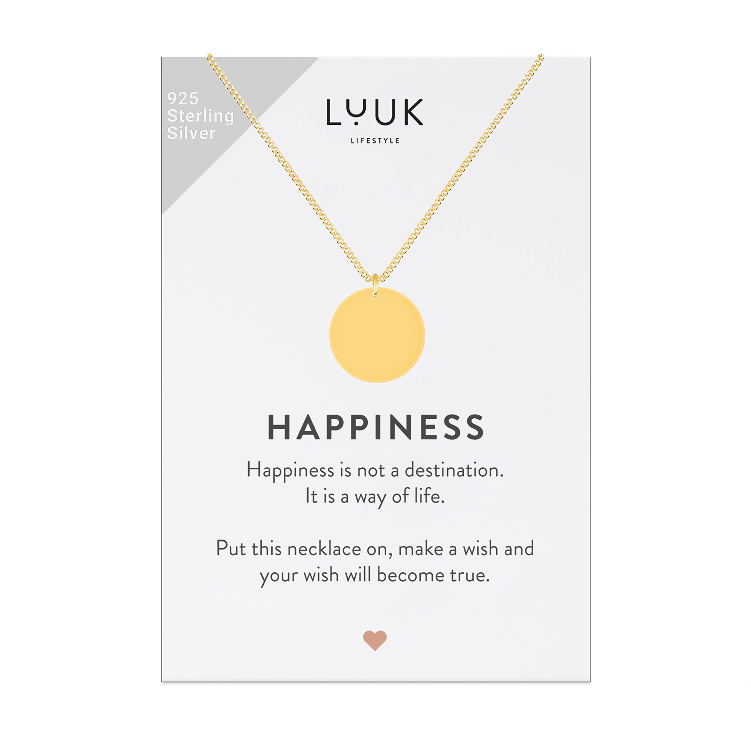 LUUK LIFESTYLE 925 Sterling Silver Pendant Necklace for Women Waterproof 50cm Chain Modern Necklace Gift for Her Gold Coin — image 1
