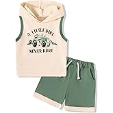 SANMIO Toddler Boy Clothes Summer Outfits Hoodie Sleeveless Tank Tops and Shorts Set with Pockets 2 Piece Clothing Set