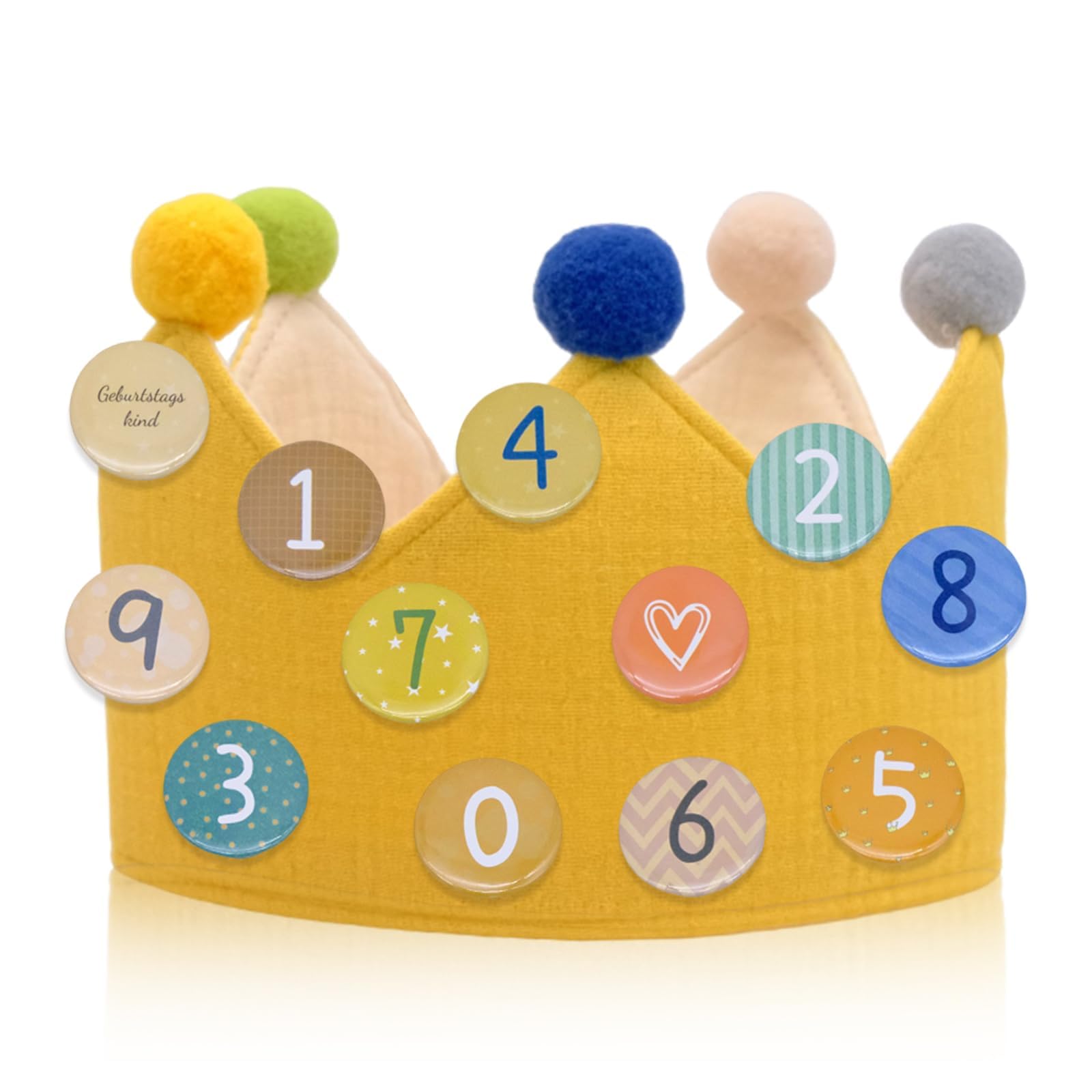 Muduolu Reusable Birthday Crown Hat for Kids, Adjustable Party Crown with 0–9 Number Badges, Birthday Decoration for Boys and Girls