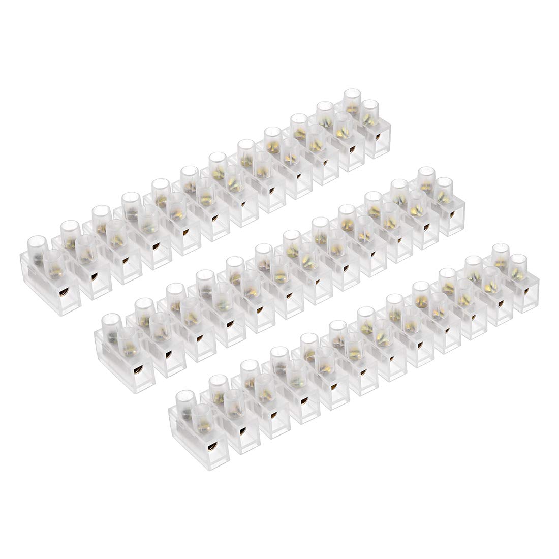 sourcing map Terminal Strip Screw Terminal Barrier Block 20A 12 Position Dual Row Type H Wire Connector 2pcs