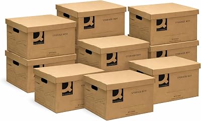 Q-Connect Archive Storage Boxes with Lids 10 Pack 335x400x250mm Brown