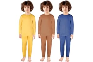 Silkfly 3 Sets 12M-12Y Kid Boys Girls Thermal Underwear Set Fleece Lined Long Winter Johns Base Layer Thermal Top and Bottom