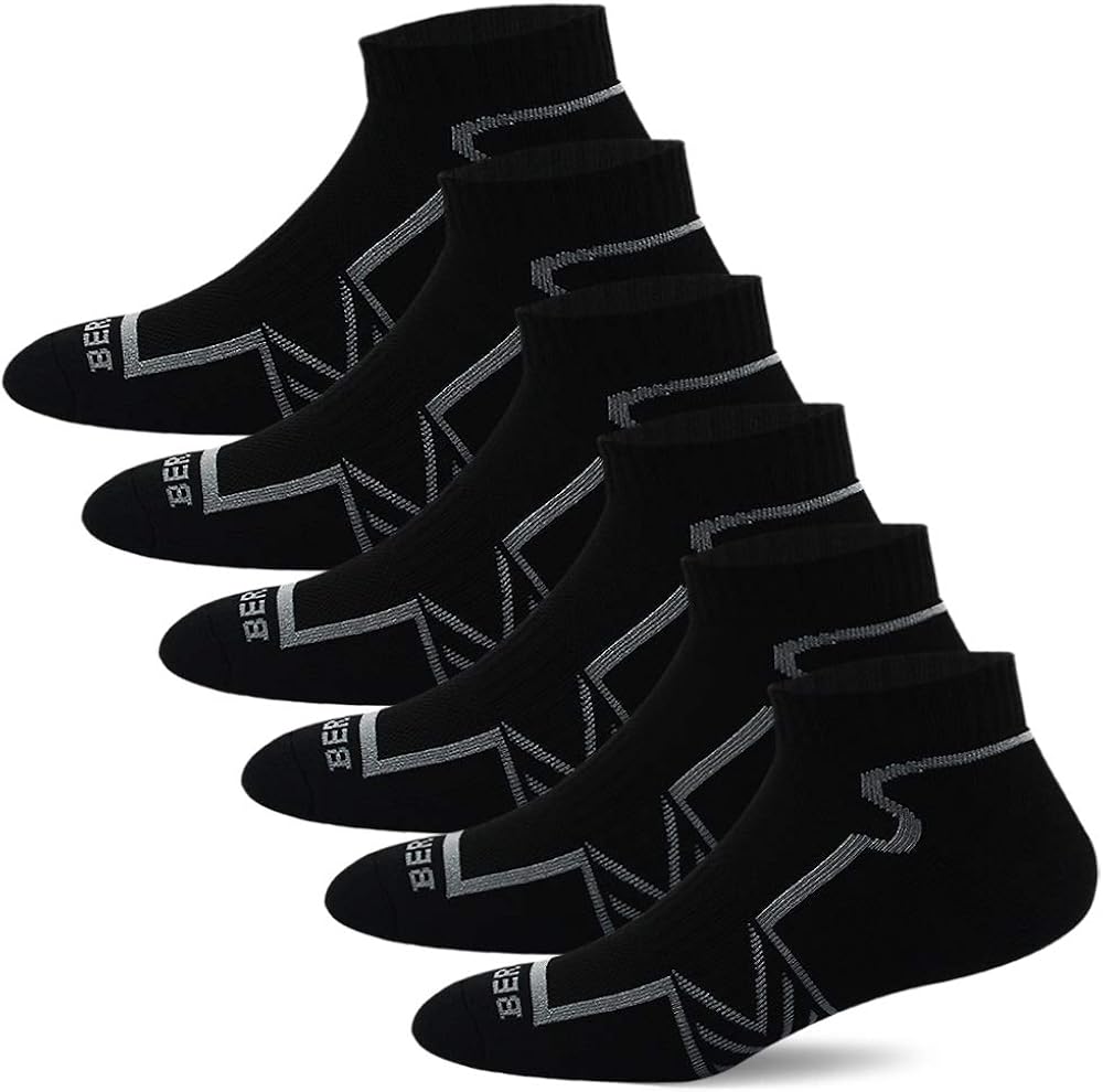 BERING Men's Performance Ankle Running Socks (6 Pack): Clothing