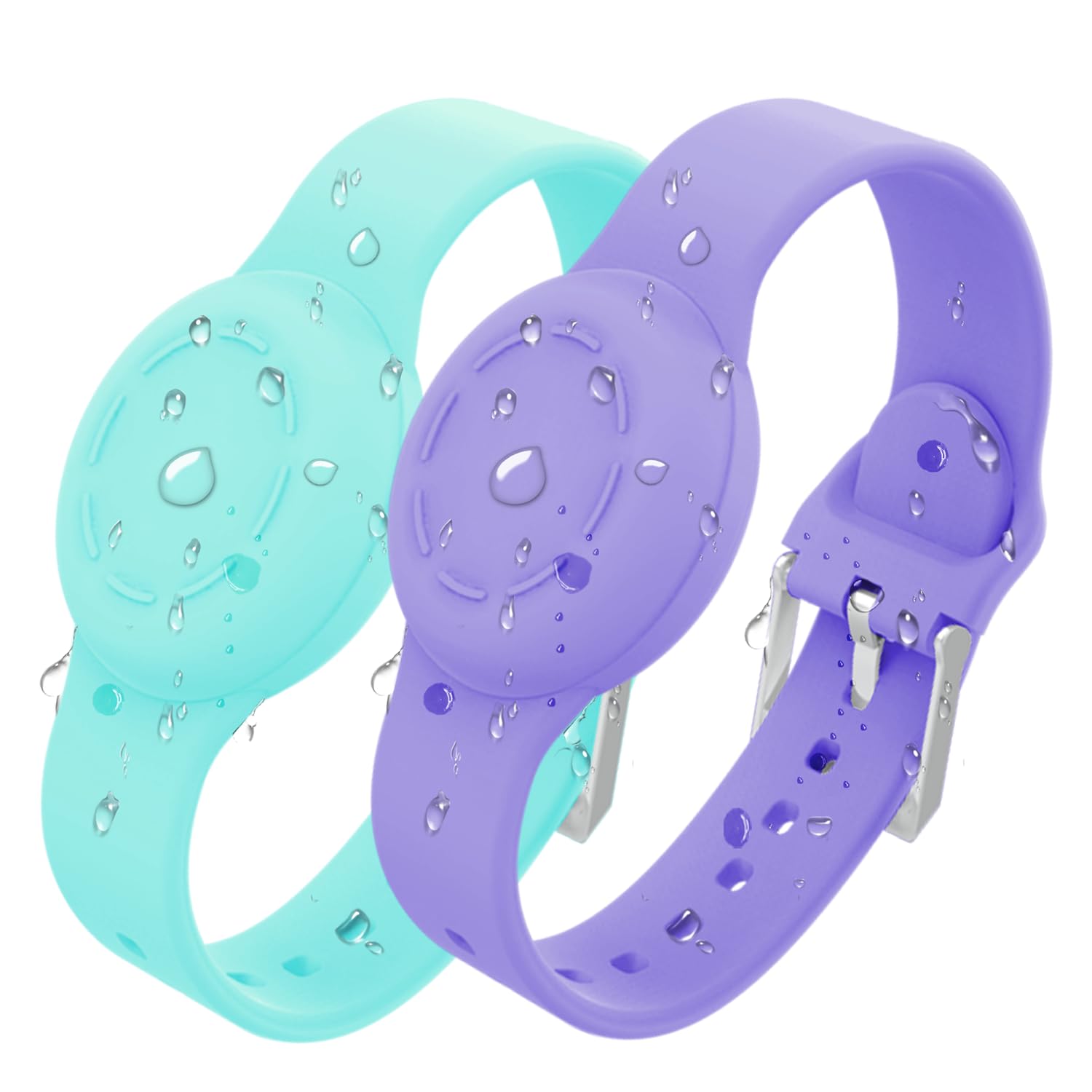 [2 PACK] Airtag Wristband for Kids - Adjustable Waterproof Silicone Bracelet Watch Strap Holder Compatible With Apple AirTag for Toddlers — image 1