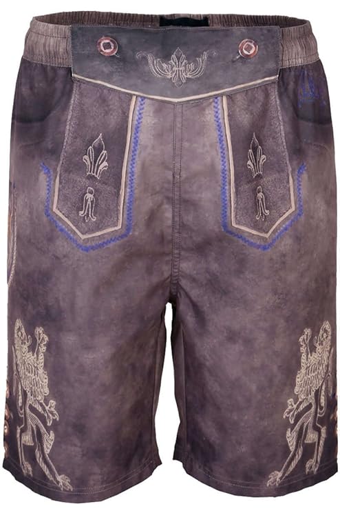 Krüger Herren Buam Bayersiche Badehose in Lederhosenoptik, Braun,