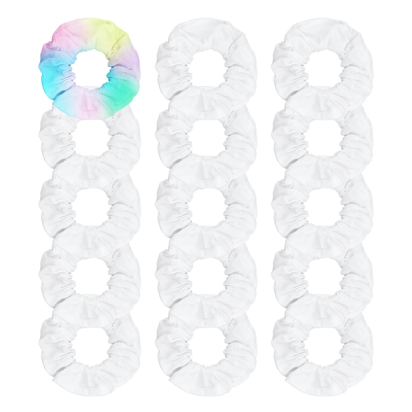 Kavya White Scrunchies for Tie Dye, Scrunchies for Girls 99% Cotton DIY Scrunchy Elastic Hair Bobbles Soft Ponytail Holders Hair Accessories for Girls Women 15 Pcs