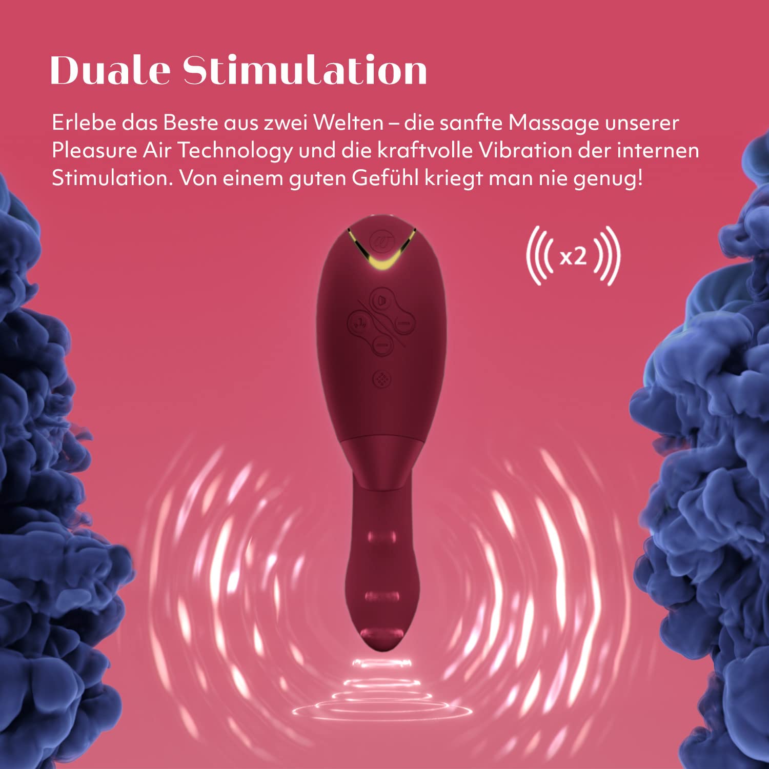 Womanizer DUO 1 Rabbit-Vibrator & G-Punkt Stimulator mit Klitoris-Sauger, doppelte Stimulation mit je 12 Intensitätsstufen, Bordeaux Gold 2