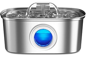 RELLATY Cat Water Fountain Stainless Steel: 108oz/3.2L Automatic Pet Water Fountain Dog Water Dispenser with Water Level Window - for Cats Inside