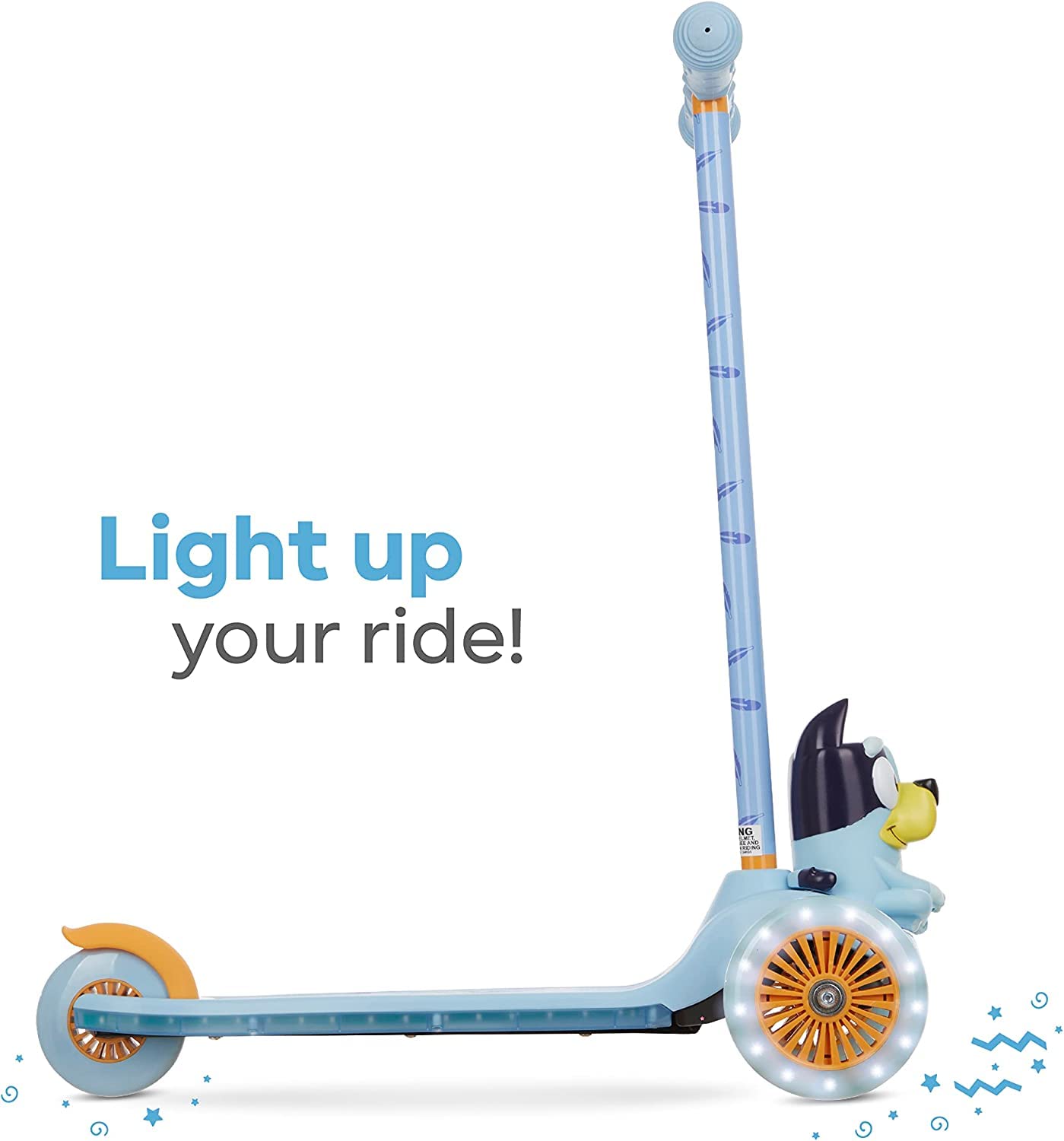 VOYAGER Kick Scooter for Kids, Self-Balancing 3 Wheeled Light Up Scooter with Extra Wide Anti-Slip Deck, Rear Brake, Lean to Steer, Lightweight Design, for Kids 3 and up, 75 LB Limit