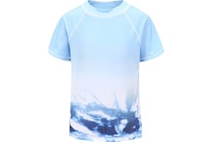 LOLLISY Girls Rash Guard Swimsuits Short Sleeve Swim Shirt for Kids Girls One Piece Bathing Suit Swimwear 7-16 Years