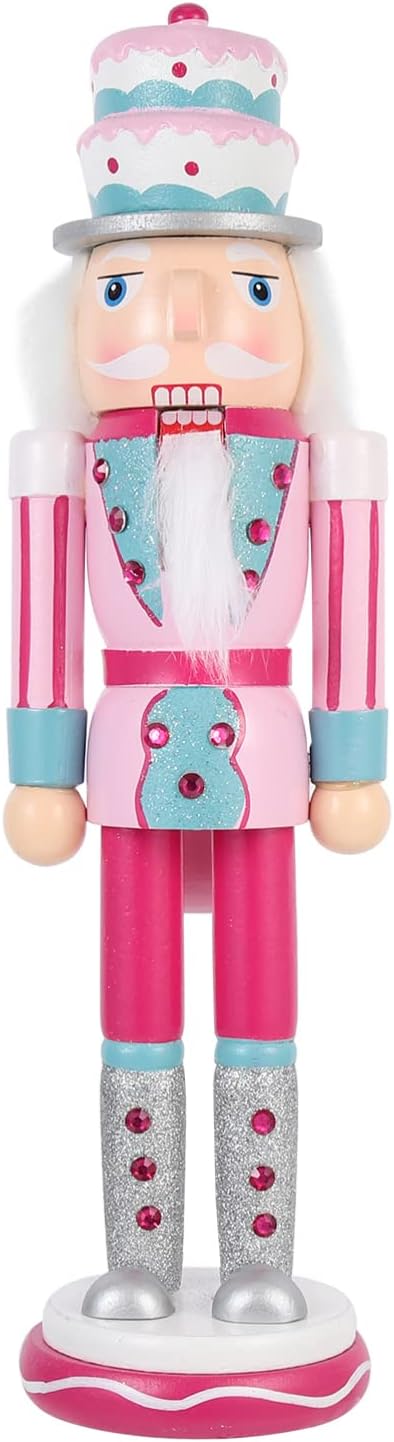 Nutcrackers - PRETYZOOM Christmas Nutcracker Soldier Pink Christmas Wooden Nutcracker Ornament Christmas Decorations for Festival Indoor Decor Xmas Gift ( 35CM/ 14In ) (174DAO17O14ZOSTQ)