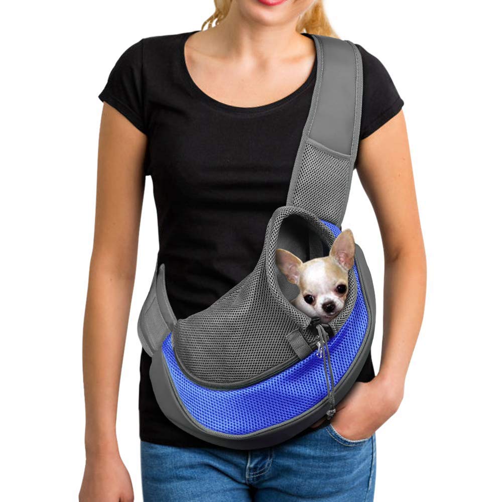 PETEMOO Pet Sling Carrier Bag, Hand-Free Dog Cat Outdoor Travel Shoulder Bag with Adjustable Strap& Zipper