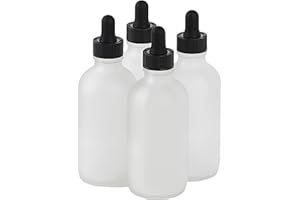 SprayDroplet 4 Pcs, 4oz Dropper Bottle, Glass Leakproof Tincture Bottles with Dropper, Clear Reusable Eye Dropper Bottle, Preety Frosted Texture, for All Kinds of Liquids (Clear-Frosted, 4oz-4pcs)