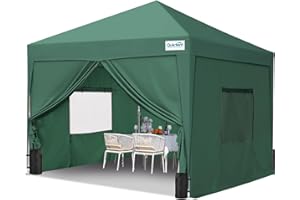 Quictent Pop Up Canopy Tent Waterproof, Easy Up Instant Gazebo Commercial Event Shelter Party Canopies with Sidewalls, Sandbags and Roller Bag (Green, 8x8ft)