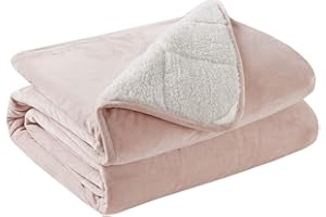 Degrees of Comfort 10 lbs Soft Sherpa Fleece Weighted Throw Blankets for Couch, Pink Small Blanket for Women, Kids & Adult, Ultra Fuzzy Blanket with Plush Flannel Top, 50"x 60", Blush Pink