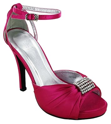 red satin platform heels