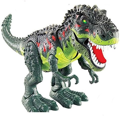 DeeXop Electric Electronic Toys Walking Dinosaur with Flashing and Sounds for Kids, Green, DN04