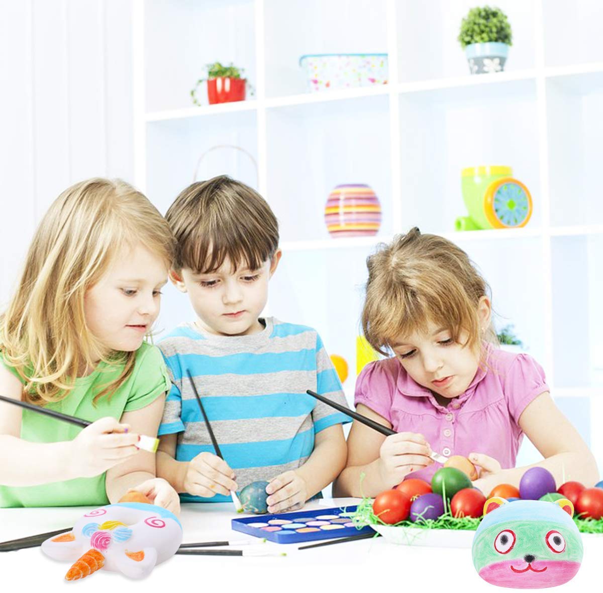 LEEHUR 4Pcs DIY White Animal Slow Rising Squishies Pack Party Favors Jumbo Blank Kawaii Soft Creamy Unicorn Horse Panda Donut Squishy Squeeze Sensory Toys Stress Anxiety Relief for Kids Adults