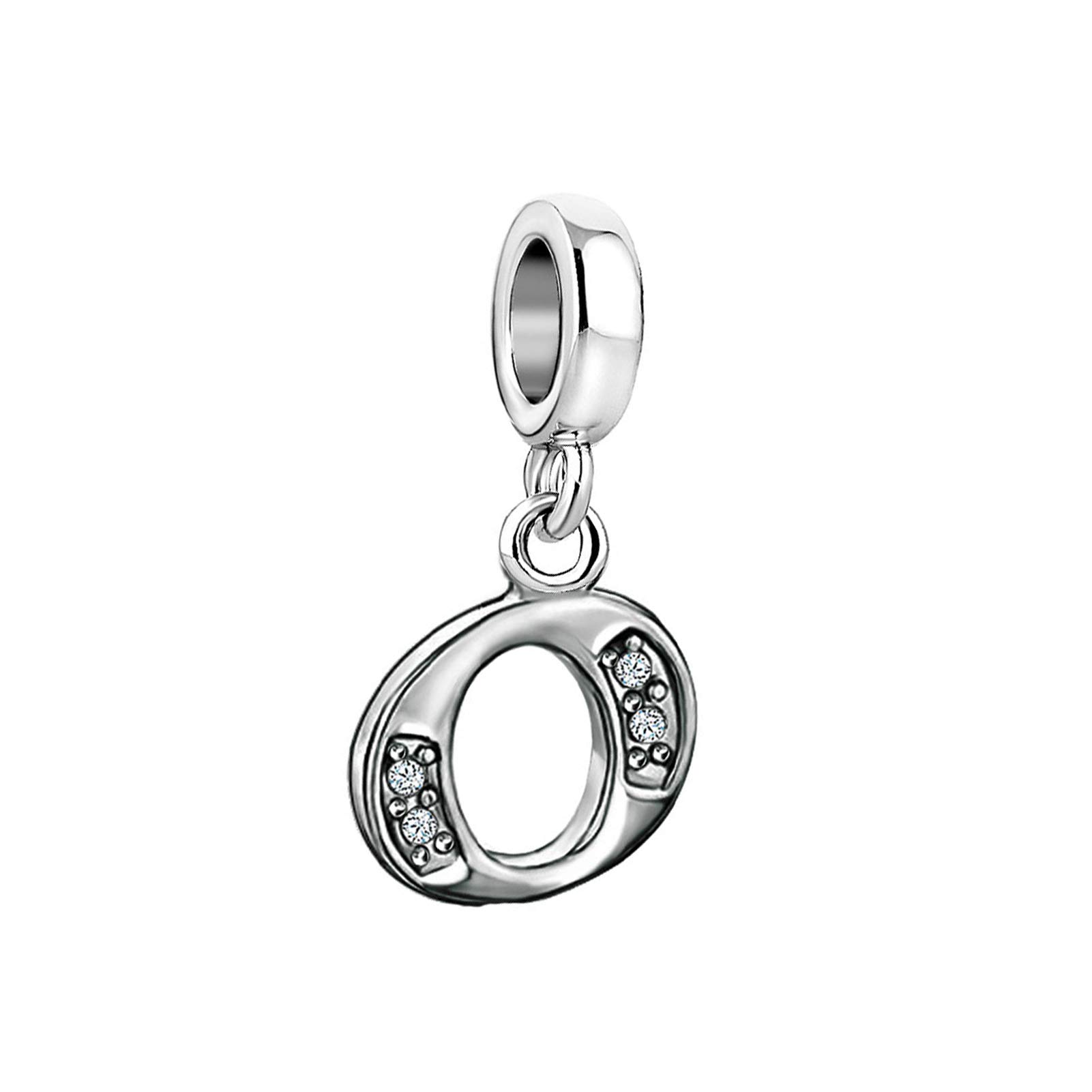 O Initial Sparkling Letter Charm fits Pandora Charms Bracelets Name Alphabet Christmas Birthday Jewellery Gift for Women Daughter Granddaughter Sister Friendship