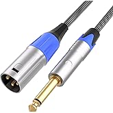 Tisino 1/4" to XLR Male Mono Cable Unbalanced Quarter inch to XLR Male Microphone Cable for Connecting Instruments to Mixers, 10 Feet