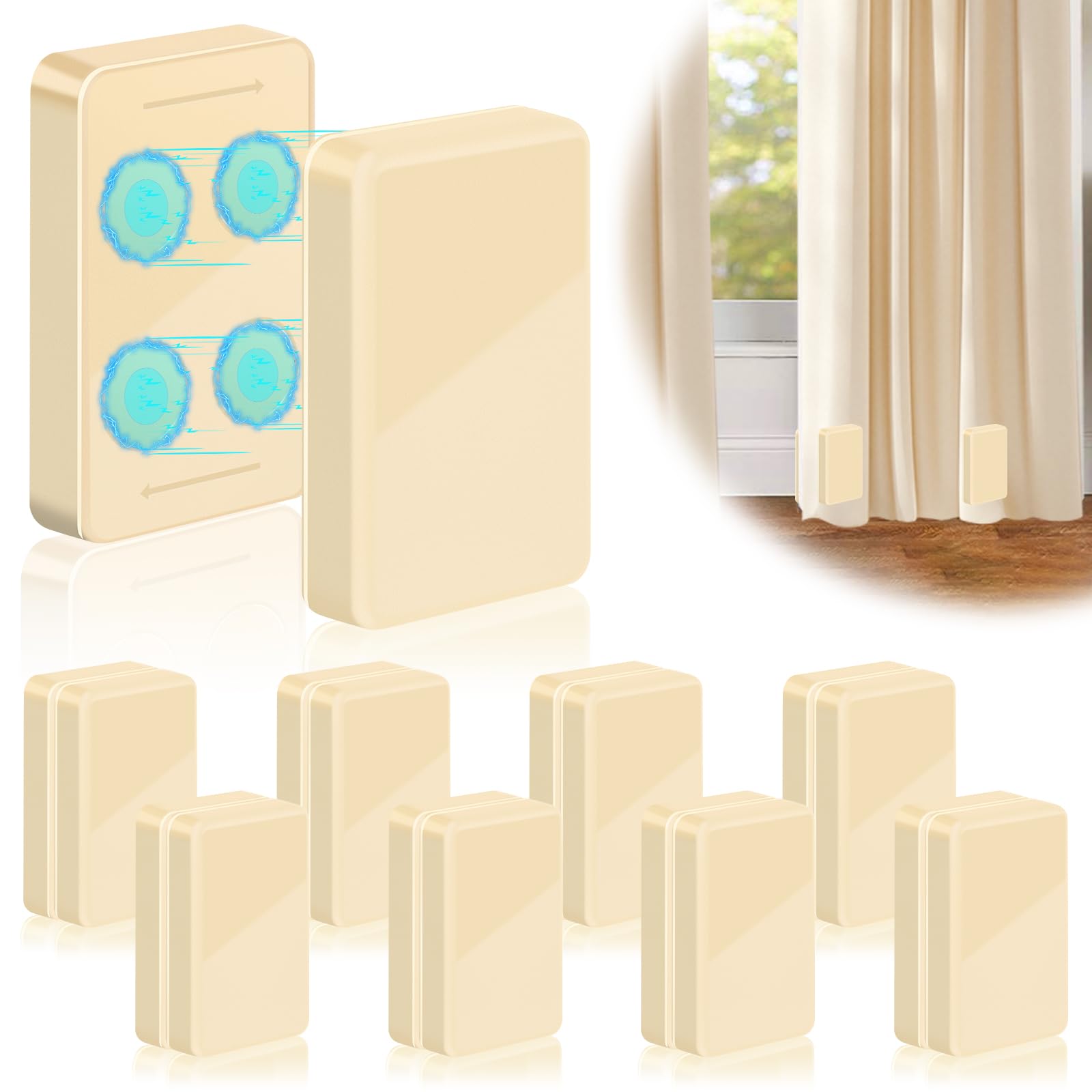 Photo 1 of 16 Pcs Outdoor Curtain Weights, 8 Pairs Upgrade to Heavier Magnetic Drapery Weights, Plastic Wrapped Waterproof Curtain Magnets for Home Decor, Tablecloth, Patio, Shower, Outside Curtains-Beige